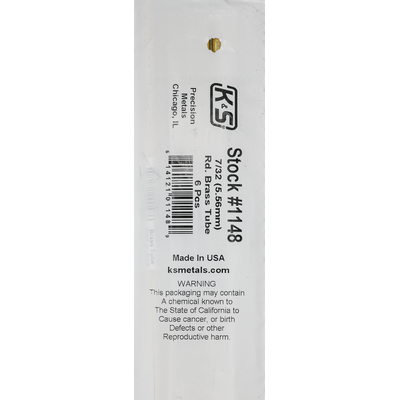 K&S 1148-1 ROUND BRASS TUBE .014 WALL (36IN LENGTHS) 7/32IN (1 tube per bag )