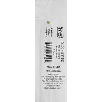 K&S 1162-1 SOLID BRASS ROD (36IN LENGTHS) 1/8IN  (1 rod per bag )