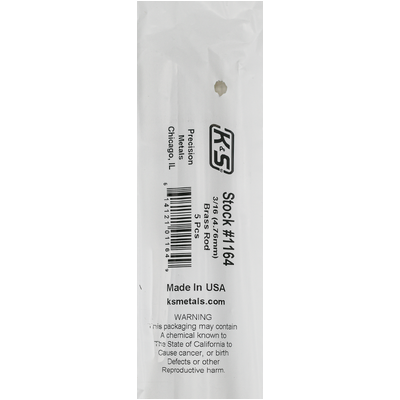 K&S 1164-1 SOLID BRASS ROD (36IN LENGTHS) 3/16IN  (1 rod per bag )