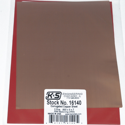 K&S 16140 CORRUGATED SHEETS .003 COPPER 5IN X 7IN (2 PIECES PER BAG) INHOIN