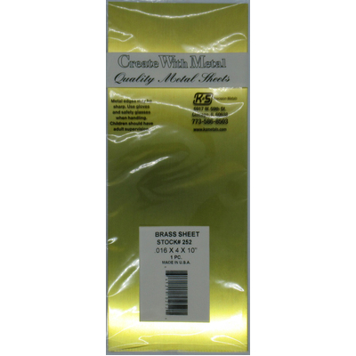 K&S 252 SHEET METAL (4IN X 10IN SHEETS) BRASS  .016 (EACH)