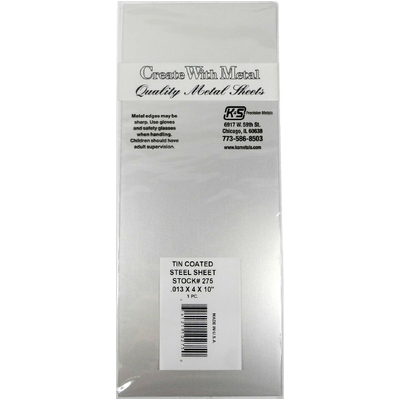 K&S 275 SHEET METAL (4IN X 10IN SHEETS) .013 TIN  (EACH)