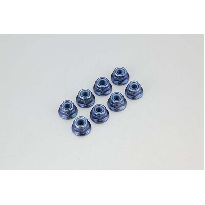 Kyosho Nut (M4x5.6) Flanged Nylon (Steel/Blue/8pcs)
