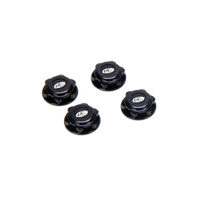 Team Losi Covered 17mm Wheel Nuts, Alum, Black: 8/T 2.0
