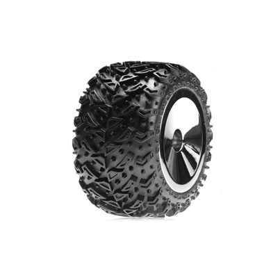 Team Losi Dish Wheel, Chrome w/Mini Zombie Max Tire(4)