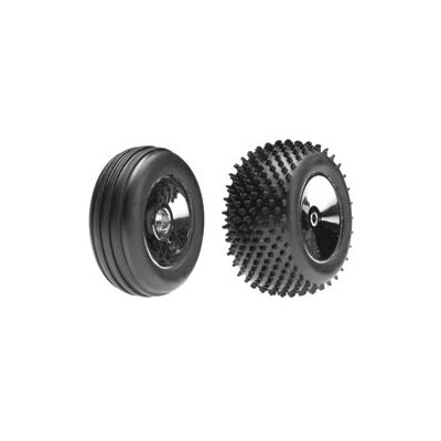 Team Losi Fr/R Wheels & Tires, Chrome