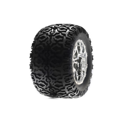 Team Losi 420S Force Wheel, Chrome w/ATX Tire Mounted