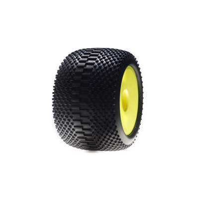 Team Losi 420 Series Wheels, Yellow with Kingpin Tires (2)