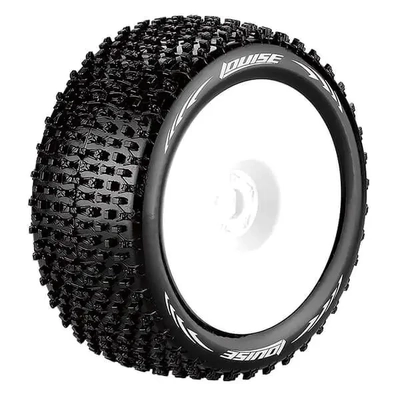 T-PIRATE - 1-8 Truggy Tire Set - Mounted - Super Soft - White Wheels - 0-Offset - Hex 17mm 