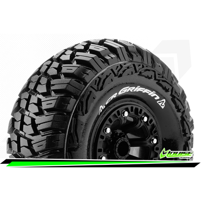CR-GRIFFIN - 1-10 Crawler Tire Set - Mounted - Super Soft - Black 2.2 Wheels - Hex 12mm