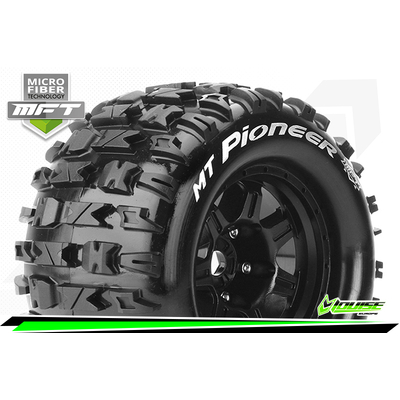 MFT 1/8 MT-PIONEER MONSTER TRUCK TIRE SPORT / 0 OFFSET BLACK RIM HEX 17mm / MOUNTED