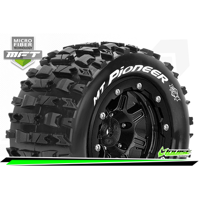 MFT MAXX MT-PIONEER MONSTER TRUCK TIRE SOFT / 1/2 OFFSET BEAD-LOCK BLACK RIM HEX 17mm / MOUNTED 
