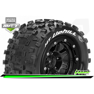 MFT MAXX MT-UPHILL MONSTER TRUCK TIRE SOFT / 1/2 OFFSET BEAD-LOCK BLACK RIM HEX 17mm / MOUNTED