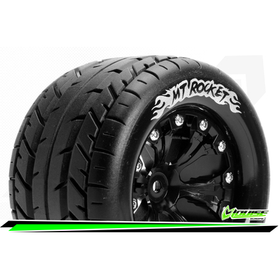 MFT MAXX MT-CYCLONE MONSTER TRUCK TIRE SOFT / 1/2 OFFSET BEAD-LOCK BLACK RIM HEX 17mm / MOUNTED
