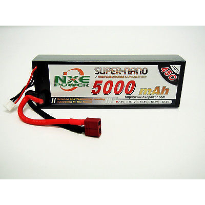 NXE 7.4v 5000mah 45c Hard case Lipo w/Deans
