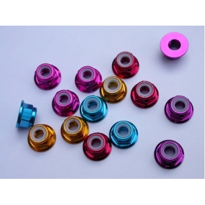 3mm Nylon Nut 2/flange Blue (4)