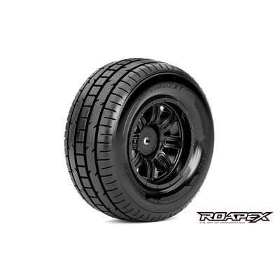 TRIGGER 1/10 SC TIRE BLACK WHEEL WITH 12MM HEX MOUNTED