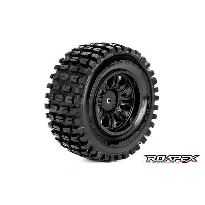 TRACKER 1/10 SC TIRE BLACK WHEEL WITH 12MM HEX MOUNTED