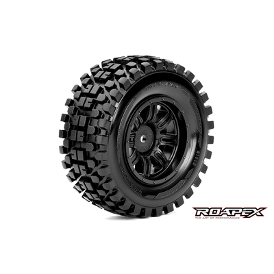 RYTHM 1/10 SC TIRE BLACK WHEEL WITH 12MM HEX MOUNTED