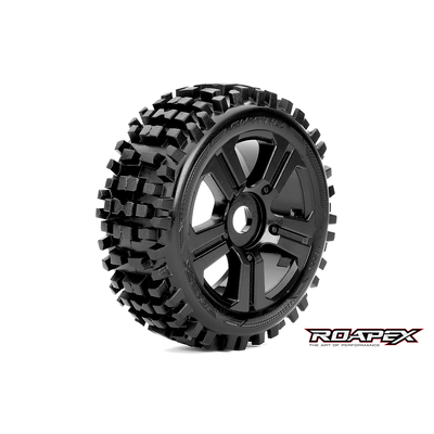 ####RHYTHM 1/8 BUGGY TIRE BLACK WHEEL WITH 17MM HEX MOUNTED