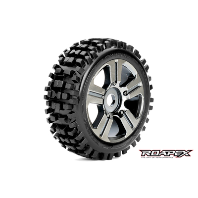 RHYTHM 1/8 BUGGY TIRE  CHROME BLACK WHEEL WITH 17MM HEX MOUNTED