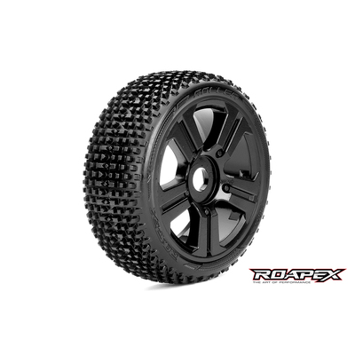 ROLLER 1/8 BUGGY TIRE BLACK WHEEL WITH 17MM HEX MOUNTED