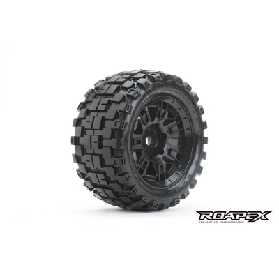 RHYTHM BELTED TRAXXAS X-MAXX MT TRUCK TIRE BLACK WHEEL WITH 24MM HEX MOUNTED