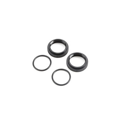 TLR Shock Adjuster Nut w/ O-Ring, Aluminium, Black (2) 5ive-B, 5