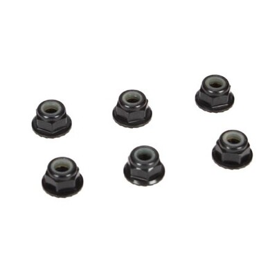 TLR 4mm Aluminium Serrated Locknuts, Black