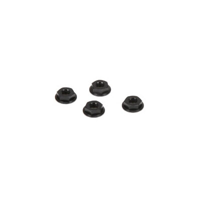TLR M4 Aluminium Serrated Nuts, Low Profile, Black (4)