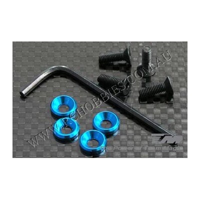 Team Magic 4mm Engine Mount F.H. Screw & Washer (4) Blue