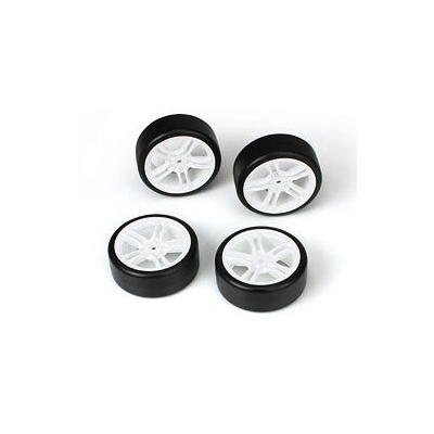 E4D mounted drift tyre & rim white rim