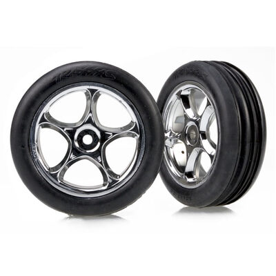 Traxxas Alias Ribbed Tires w/ Tracer 2.2" Chrome Wheels (Assemb