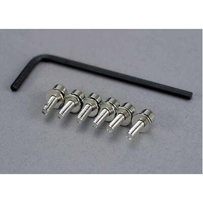 Traxxas Screws, 3x10mm Caphead Machine (Hex Drive) (6)/ Lockwas