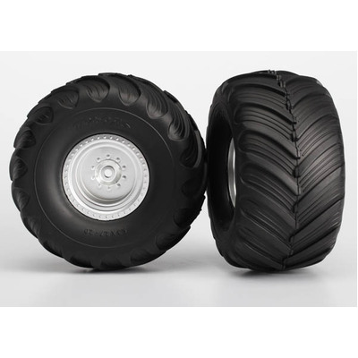 Traxxas Tires & Wheels, Assembled, Glued (Satin Chrome, Terra G