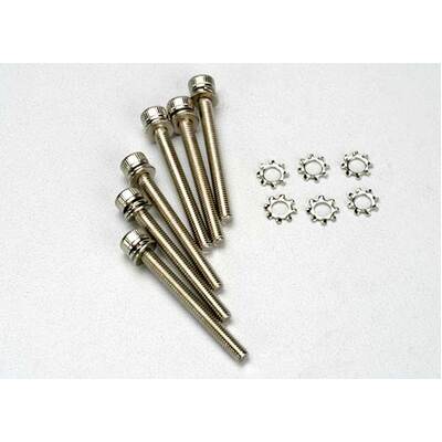 TRAXXAS Screws, 3x28mm cap-head machine (hex drive) (6)/ 3x6mm ELW (6)