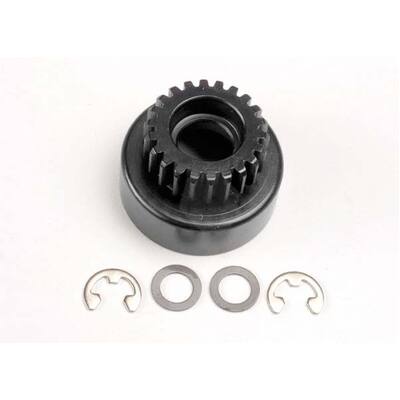 TRAXXAS Clutch bell, (22-tooth)/ 5x8x0.5mm fiber washer (2)/ 5mm E-clip (requires #4611-ball bearings, 5x11x4mm (2))