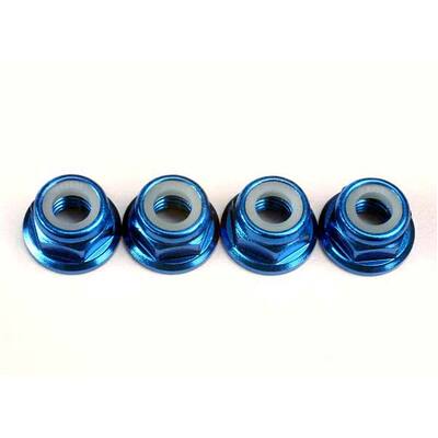 Traxxas Blue-Anodized 5mm Flanged Nylon Locking Nuts (4)
