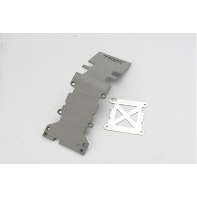 Traxxas Skidplate, Rear Plastic (Grey)/ Stainless Steel Plate