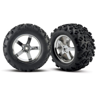Traxxas Maxx Tires, Hurricane Chrome Wheels, Foam Inserts (Asse