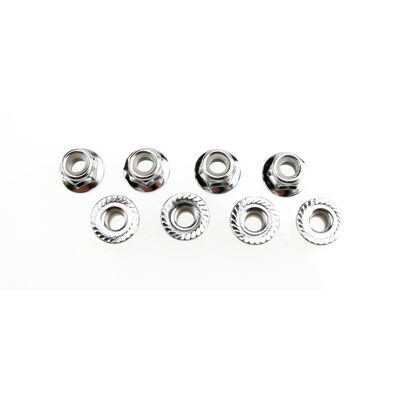 Traxxas Nuts, 5mm Flanged Nylon Locking (Steel, Serrated) (8)