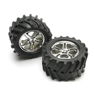 Traxxas Maxx Chevron Tires, SS Chrome Wheels, Foam Inserts (Ass