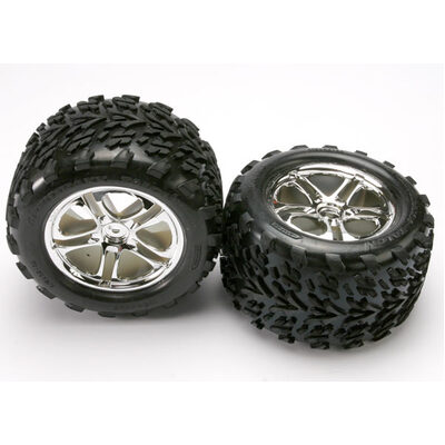 Traxxas Talon Tires, SS Chrome Wheels, Foam Inserts (Assembled,