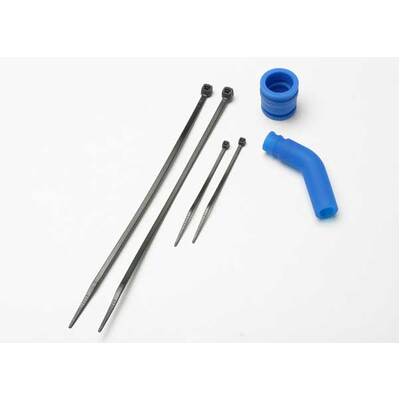 Traxxas Pipe Coupler, Molded (Blue)/ Exhaust Deflector (Rubber,