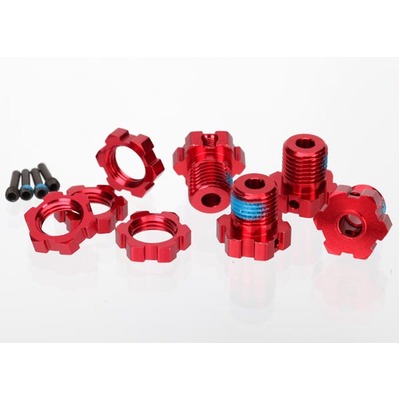 Traxxas Red-Anodized Aluminium 17mm Splined Wheel Hubs & Hex Nu