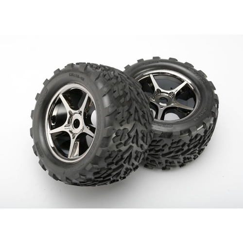 Traxxas Talon Tires, Gemini Black Chrome Wheels, Foam Inserts (