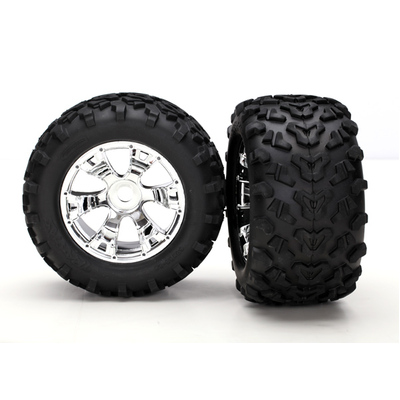 Traxxas Maxx Tires, Geode Chrome Wheels, Foam Inserts (Assemble