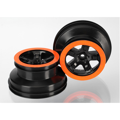 Traxxas Wheels, SCT Black/Orange (2) (4WD F/R, 2WD Rear)