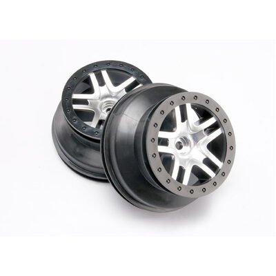 Traxxas Wheels, SCT Satin Chrome/Black (2) (2WD Front)