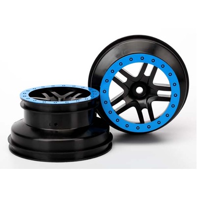 Traxxas Wheels, SCT Black/Blue (2) (4WD F/R, 2WD Rear)